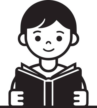 Açık bir kitap özeti simgesi okuyan küçük bir çocuk