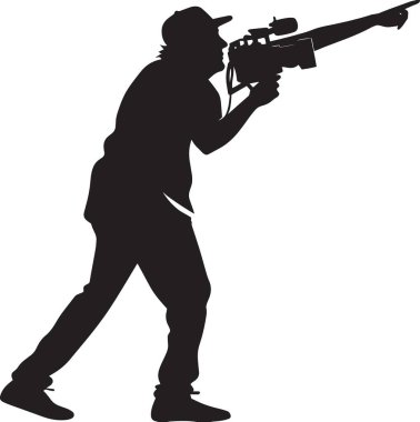 Profesyonel video kamera siluetiyle bir sahne çeken bir kameraman.