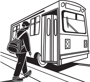 Bir otobüs durağında ya da durakta duran bir yolcu.