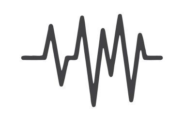 Kalp atışını ya da sinyal ritmini temsil eden üç yüksek nabız çizgisi.