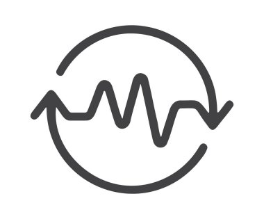 Dairesel bir ok döngüsünün içindeki sivri çizgi ekonomik döngüyü temsil ediyor.