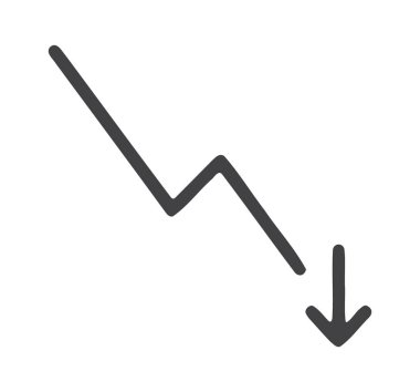 Hisse senedi piyasa değerindeki düşüşü temsil eden aşağı eğimli ok