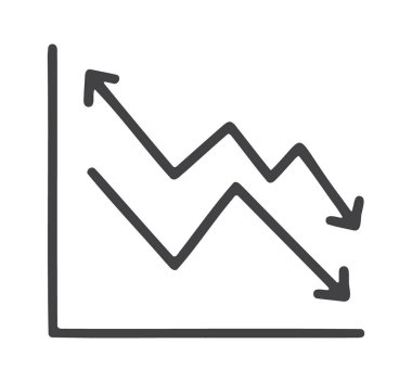 Aşağı doğru iki zigzag oku çift düşüşü temsil ediyor.