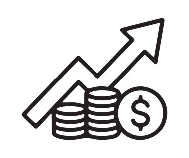 Para yığınıyla yükselen grafik oku