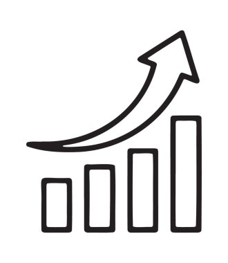 Çubuk çizelgesi ve oku olan adım adım iş büyüme simgesi