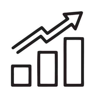 Yukarı doğru ayrı bir ok ile üç veri çubuğu