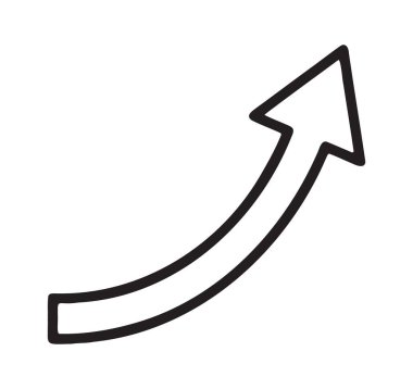 Katı kalın eğimli ok iş başarısı simgesine işaret ediyor