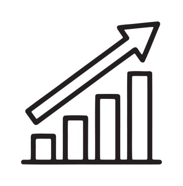 Zigzag arrow over rising vertical bars for financial trend reporting