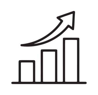 Bar chart with a curved arrow showing steady improvement