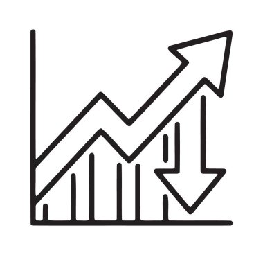 Bar chart showing upward trend and downward market correction