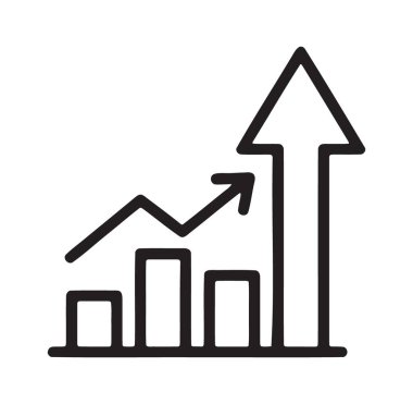 Satışları ve gelirleri gösteren yukarı bakan oklu çubuk tablosu