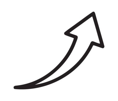 Hızlı iş ölçeklendirme ve başarı için yukarı doğru yükselen eğri ok