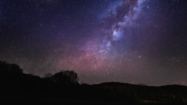 HD alacakaranlık gökyüzü ve Samanyolu galaksisi uzayda, masaüstü ekran veya görsel proje için soğuk akşam duvar kağıdı