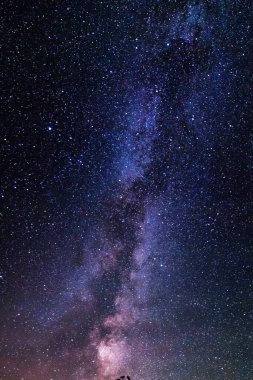 Galaksinin alan arkaplanı ve uzayda yıldızlar, telefon için sakin evren gökyüzü dikey duvar kağıdı