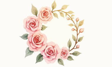 Suluboya Pembe ve Şeftali Gül Çelengi.