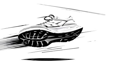 Hızlı ve Hareket Bulanık Efektli Dinamik Siyah ve Beyaz Koşu Ayakkabısı