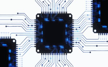 Yapay Zeka İşlemcisi Mikroçip Devre Tahtası Silueti