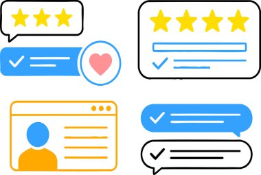 Gözden geçirme ve geri bildirim simgesi derecelendirme yıldızları anket memnuniyetini şeffaf arkaplan