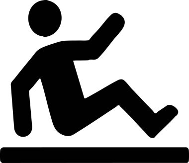 Kaygan Yüzey Uyarı İşareti Simgesi Siyah Siluet Beyaz Arkaplanda Düşen Kişi