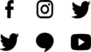 Şeffaf Arkaplanda Popüler Sosyal Medya Simgeleri Koleksiyonu İzole Edildi