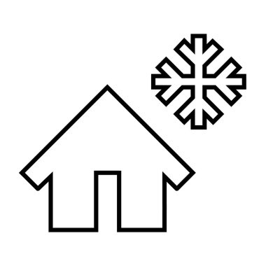 Ev ve Kar Tanesi Simgesi Ana Hattı Isıtma, Soğuk Hava ve Ev İklimi Kontrolü Vektör Sembolü