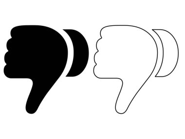 Başparmakları Aşağı El ile Sevmeme ve Olumsuz Geri besleme silueti ve İnce Çizgi Sanat Taslak Vektörü