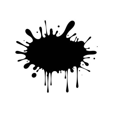 Kalın siyah mürekkep damlayan boya lekeleri ve pürüzlü kenarları ile siluet sıçratır, soyut sıvı leke çizimi grunge arka planlar, sokak sanat temaları, yaratıcı posterler, keskin markalar, dokular ve modern grafik tasarım için idealdir.