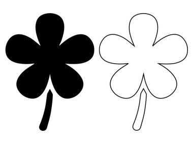 Basit beş yaprak yaprağı çiçek ikonu vektörü katı siyah ve dış hat biçiminde ayarlandı