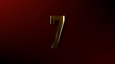 Koyu Kırmızı Arkaplan Üzerinde Altın Metalik Efektli 10 'a 1 Sinema Sayısı Animasyonu