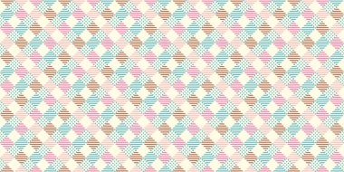 Geometrik desen pembe, mavi ve beyaz renklerde. Soyut, pürüzsüz bir arkaplan. vektör illüstrasyonu.