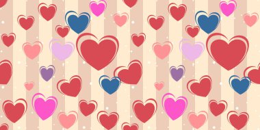 Dikey Çizgili Sevimli Sevgililer Günü Kalp Şablonu Kusursuz Romantik Aşk Arkaplanı