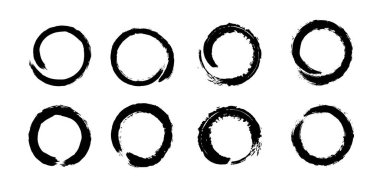 Çember şekilli mürekkep fırçası darbeleri koleksiyonu