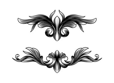 Elle çizilmiş barok elementler ve dekorasyon