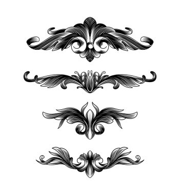 Elle çizilmiş barok elementler ve dekorasyon