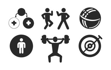 Spor salonu spor ikonu resimleme seti