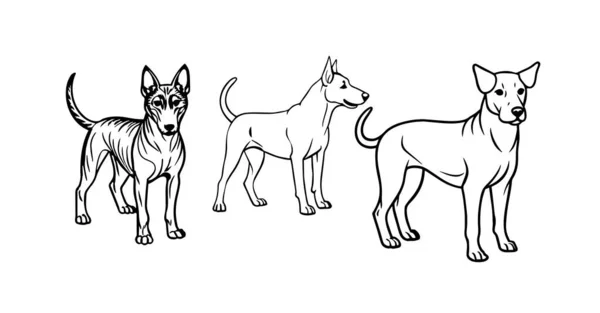 Siyah köpek çizimi beyaz arkaplanda izole edildi