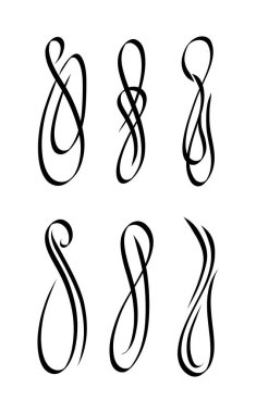 Zarif dekoratif elementler seti. Vektör girdabı çizimi.