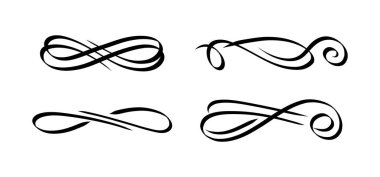 Zarif dekoratif elementler seti. Vektör girdabı çizimi.