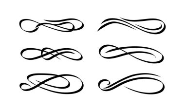 Zarif dekoratif elementler seti. Vektör girdabı çizimi.