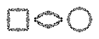 kollektif el çizimi kaligrafi süsü kenar köşeleri klasik vintage