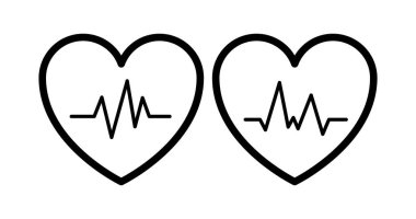 Kalp atışlı Siyah Hat Koleksiyon Vektörü