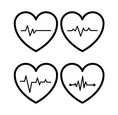 Kalp atışlı Siyah Hat Koleksiyon Vektörü