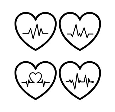 Kalp atışlı Siyah Hat Koleksiyon Vektörü