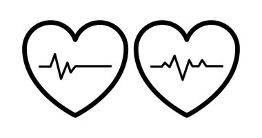 Kalp atışlı Siyah Hat Koleksiyon Vektörü