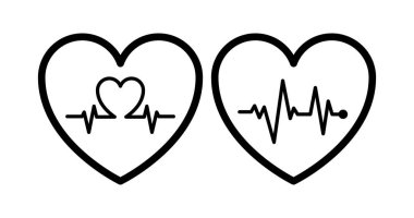 Kalp atışlı Siyah Hat Koleksiyon Vektörü