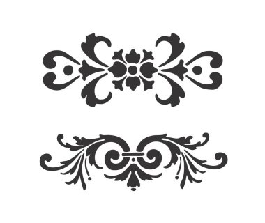 Siyah renk üzerine dekoratif süsler koleksiyonu