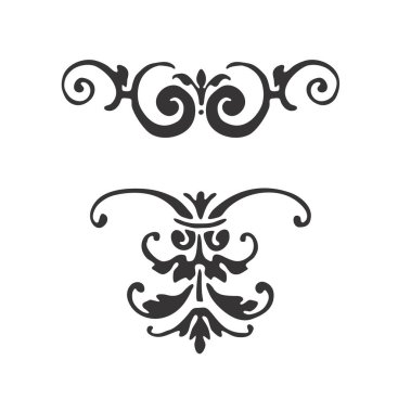 Siyah renk üzerine dekoratif süsler koleksiyonu