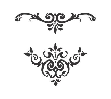 Siyah renk üzerine dekoratif süsler koleksiyonu