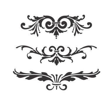 Siyah renk üzerine dekoratif süsler koleksiyonu