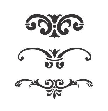 Siyah renk üzerine dekoratif süsler koleksiyonu